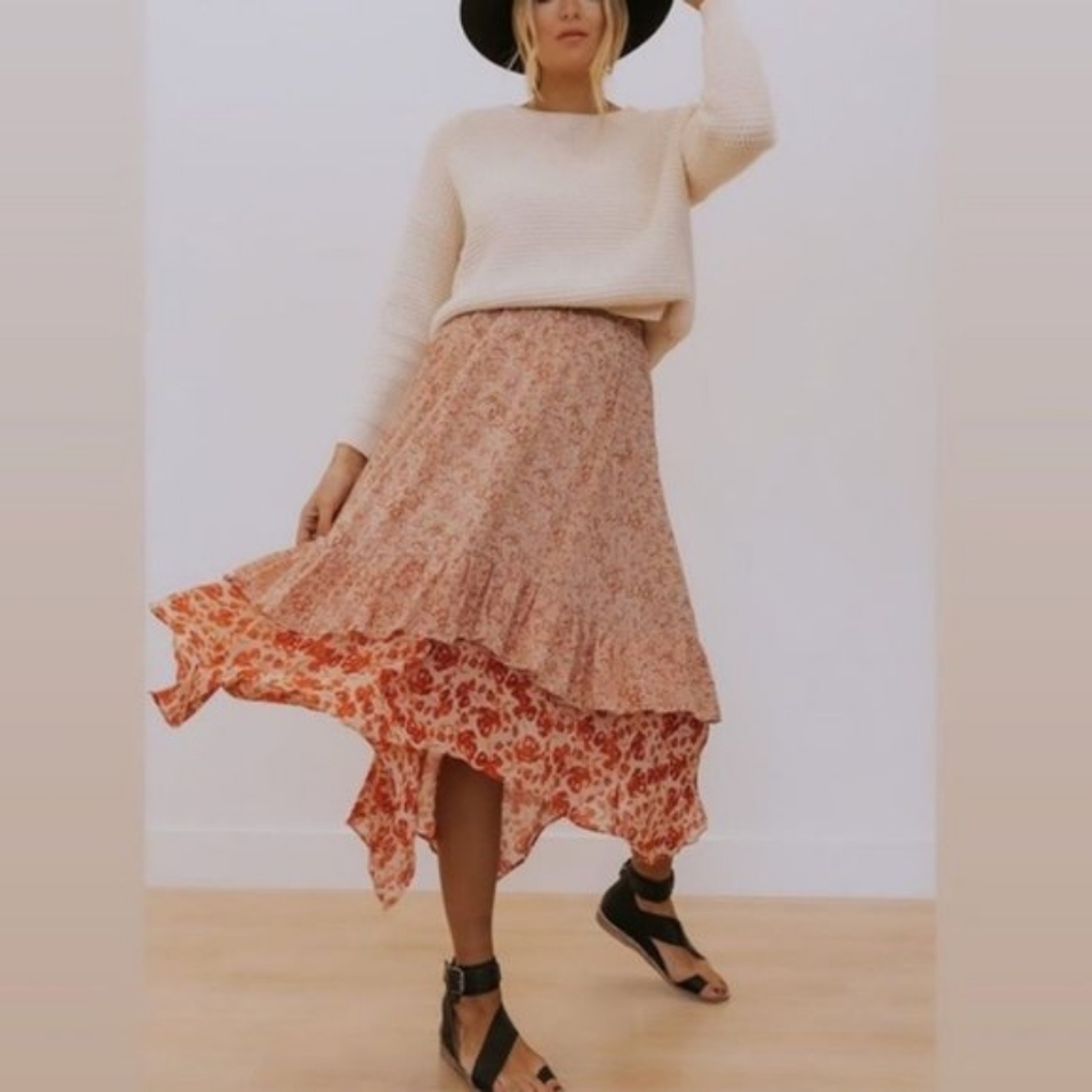 Free People Zuma Drippy Boho Mid Skirt Size 8 NWT - Picture 9 of 11